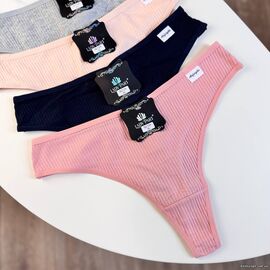 Жіночі бавовняні стрінги Lady Part #9272 рубчик, зображення 3