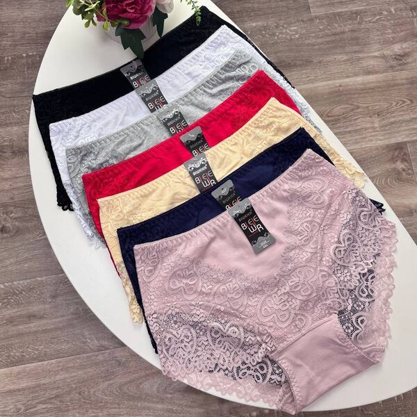 Жіночі бавовняні трусики Biweier #3029 з мереживом
