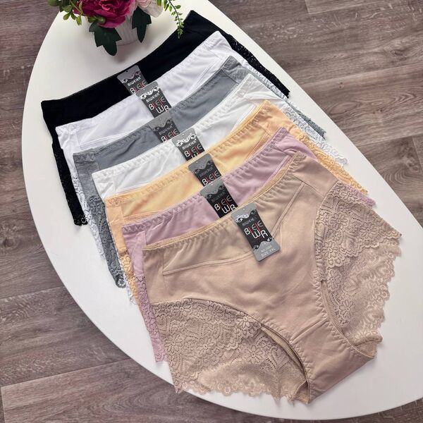 Жіночі бавовняні трусики Biweier #2095 з мереживом