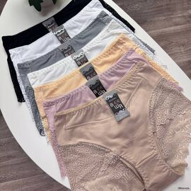 Жіночі бавовняні трусики Biweier #2095 з мереживом, зображення 2