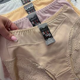 Жіночі бавовняні трусики Biweier #2095 з мереживом, зображення 3