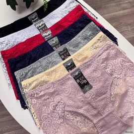 Жіночі бавовняні трусики Biweier #3034 з мереживом, зображення 2