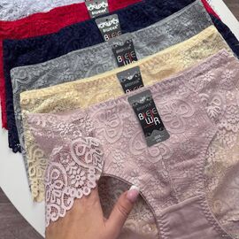 Жіночі бавовняні трусики Biweier #3034 з мереживом, зображення 3