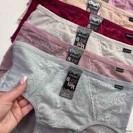 Жіночі бавовняні трусики Biweier #504 з мереживом, зображення 3