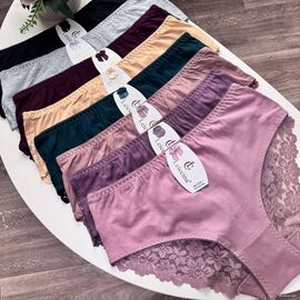 Жіночі бавовняні трусики Leiccina #2704-1 з мереживом, зображення 2