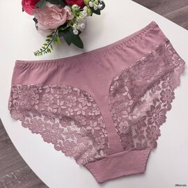 Жіночі бавовняні трусики Leiccina #2704-1 з мереживом, зображення 5