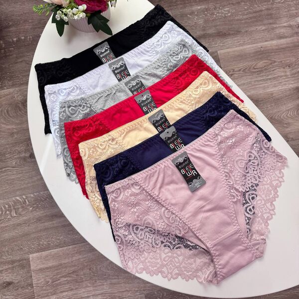 Жіночі бавовняні трусики Biweier #3031 з мереживом
