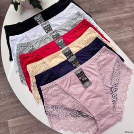 Жіночі бавовняні трусики Biweier #3031 з мереживом, зображення 2