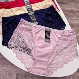 Жіночі бавовняні трусики Biweier #3031 з мереживом, зображення 4