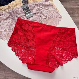 Жіночі бавовняні трусики Biweier #2130 з мереживом, зображення 5