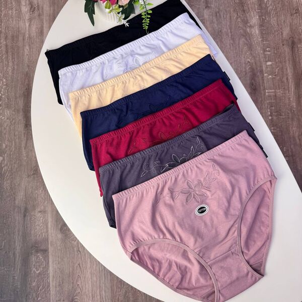 Жіночі бавовняні трусики Biweier #7028 з вишивкою